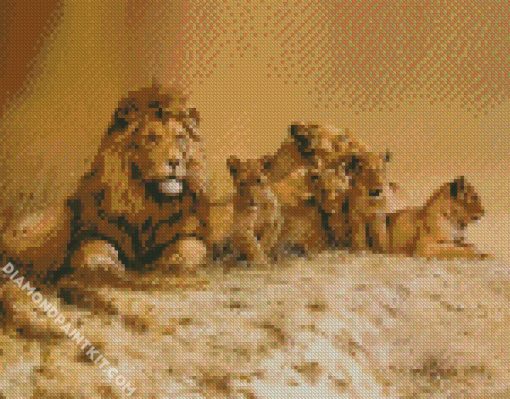 Animal Lion Family diamond painting