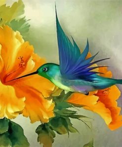 Humming Bird And yellow Flower diamond painting
