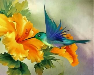 Humming Bird And yellow Flower diamond painting