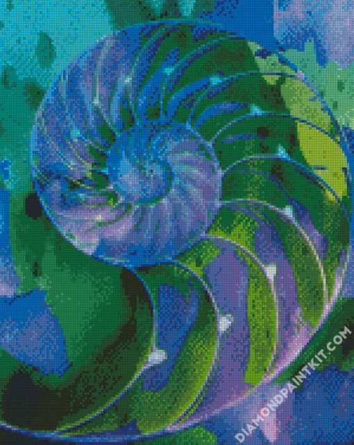 Blue And Green Nautilus Shell diamond painting