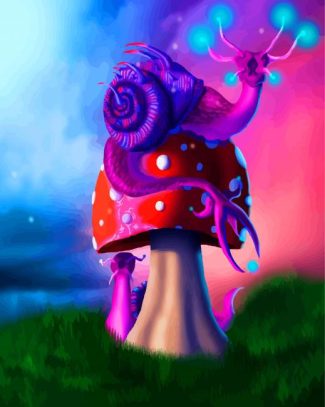 Fantasy Snail On Mushroom diamond painting