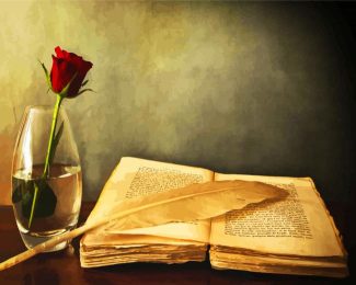 Glass Rose And Vintage Book diamond painting