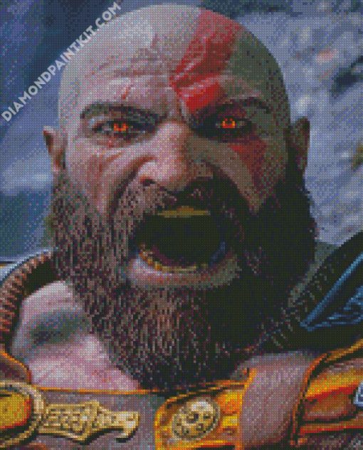 God Of War 3 Kratos With Beard diamond painting