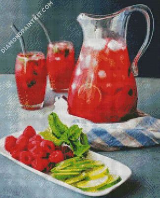 Raspberry Mojito Cocktail diamond painting