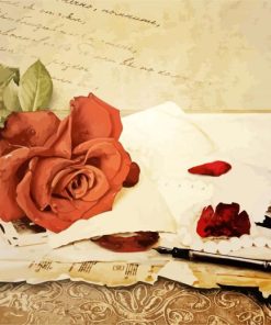 Rose On Letters diamond painting