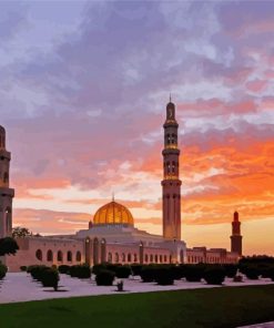 Sultan Qaboos Grand Mosque Muscat Sunset diamond painting