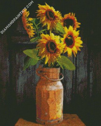 Sunflowers In Copper Milk Can diamond painting
