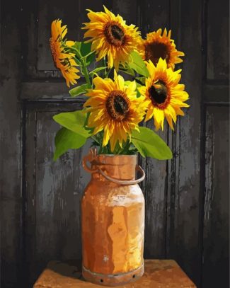 Sunflowers In Copper Milk Can diamond painting