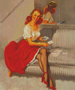 Vintage Girl Playing Cards diamond painting