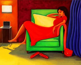 Woman Relaxing On Sofa diamond painting