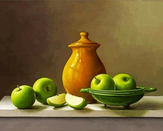Green Apples And Jugs Still Life diamond painting