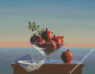 Pomegranates In Glass Bowl diamond painting
