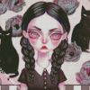 Goth Little Girl And Black Cat Diamond Paintings