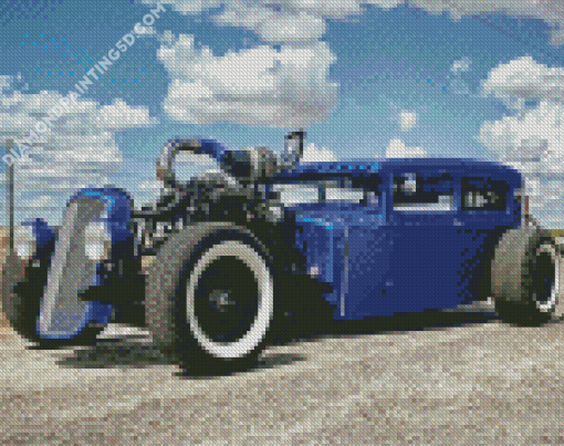 Blue Hot Rod Diamond Paintings