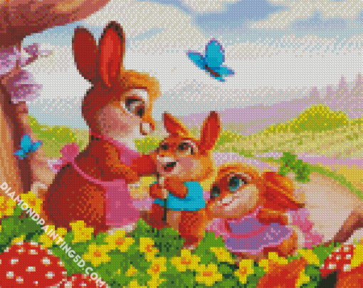 Happy Bunnies Family Diamond Paintings