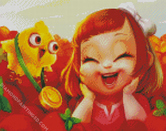 Happy Girl And Chick Diamond Paintings