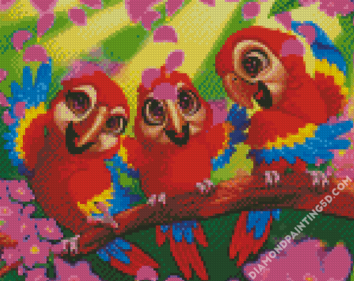 Happy Parrots Diamond Paintings