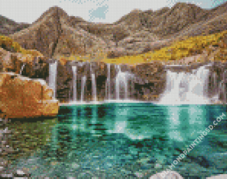 Scotish Waterfall View Diamond Paintings