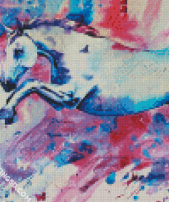 Blue Pink Horse Diamond Paintings