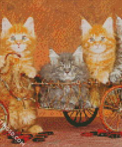 Cats On Bicycle Diamond Paintings