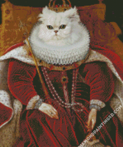 White Royal Cat Diamond Paintings