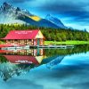 Canada Maligne Lake Boat House diamond painting