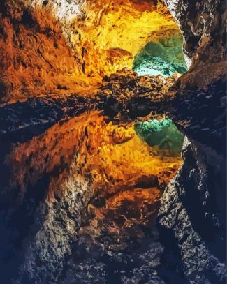 Canary Islands Cave Water Reflection Diamond Paintings