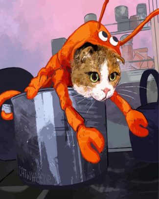 Cat And Lobster Art diamond painting