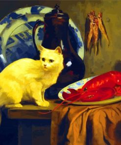 Cat And Lobster Still Life diamond painting