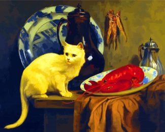 Cat And Lobster Still Life diamond painting