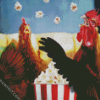Chicken Eating Popcorn Diamond Paintings