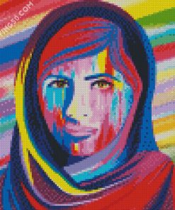 Colorful Malala Yousafzai diamond painting