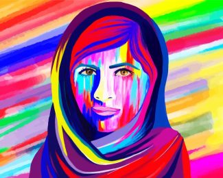 Colorful Malala Yousafzai diamond painting