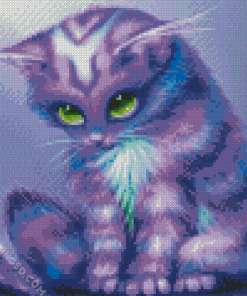 Cute Purple Cat Diamond Paintings