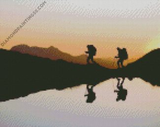 Hikers At Sunset diamond painting