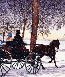 Horse Carriage In Snow diamond painting