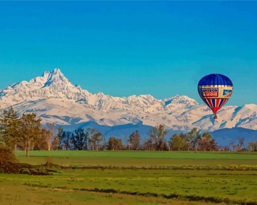 Hot Air Balloon And Mountain In Mondovi Diamond Paintings