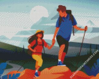 Illustration Couple Hiking diamond painting
