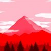 Illustration Red Mountains Diamond Paintings