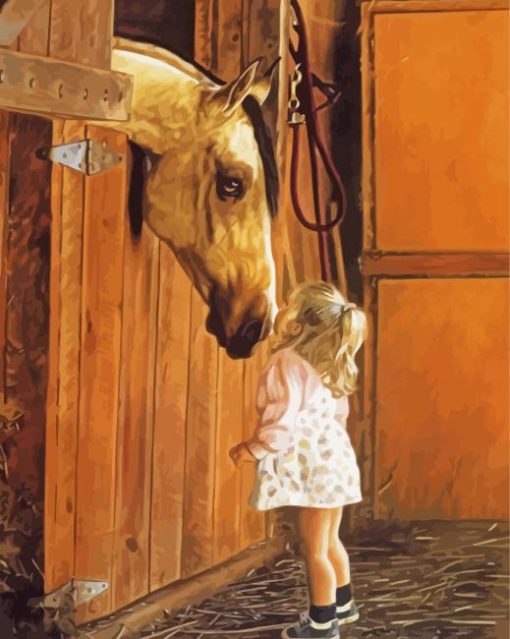 Little Girl With Horse Diamond Paintings