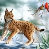 Lynx Cat And Cardinals diamond painting