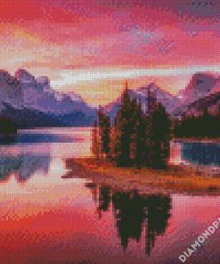 Maligne Lake At Sunset diamond painting