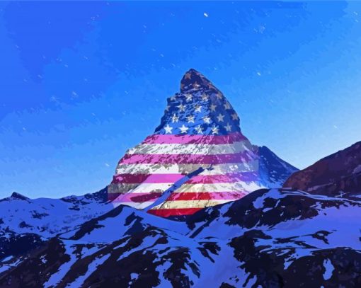 Matterhorn USA Flag Diamond Paintings