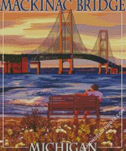 Michigan Mackinac Bridge Poster diamond painting