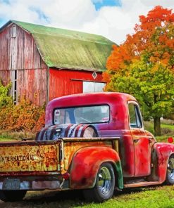 Old Red Truck And Barn Diamond Paintings