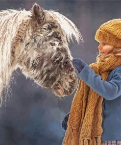 Pretty Little Girl With Horse Diamond Paintings