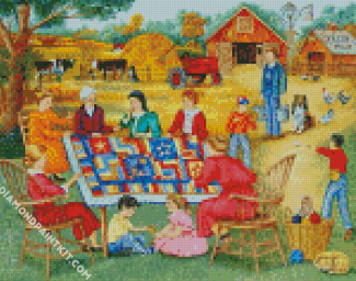 Quilters In Farm Diamond Paintings