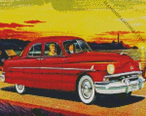 Red Classic Lincoln Car diamond painting