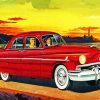 Red Classic Lincoln Car diamond painting