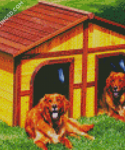 Aesthetic Cabin Dogs Diamond Paintings